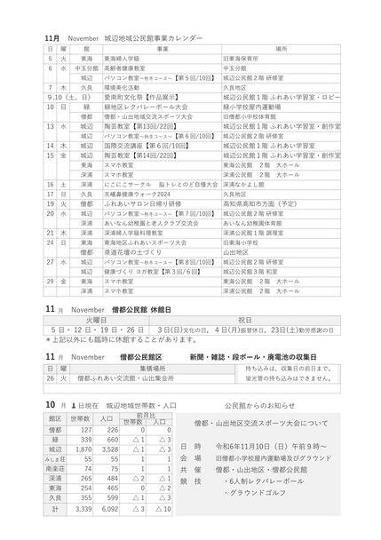 僧都公民館だより令和6年11月号ウラの画像